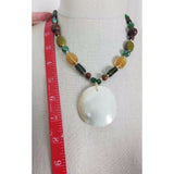 Zad Iridescent Mother of Pearl Shell Pendant Beads BEADED NECKLACE Jewelry