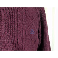 Penguin by Munsingwear Knit Sweater Pullover Crewneck Mens L Maroon Waffle Check