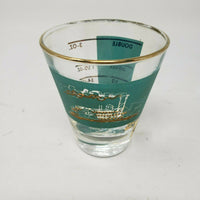 Vintage MCM Libbey OLD FASHIONED STEAMBOAT Rocks COCKTAIL BARWARE GLASSES JIGGER