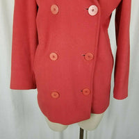 LL Bean Wool Cashmere Double Breasted Peacoat Jacket Short Coat Womens 6P Coral