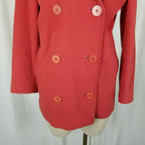 LL Bean Wool Cashmere Double Breasted Peacoat Jacket Short Coat Womens 6P Coral