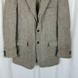 Vintage HARRIS Tweed Blazer Brown Herringbone Wool Sport Coat Jacket Mens 42R