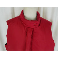 Vintage J Crew Red Zip Up Goose Down Nylon Quilted Puffer Vest Womens XL Funnel