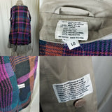 Misty Valley Vintage Plaid Insulated Blanket Lined Rain Trench Coat Womens 10