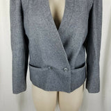 David Benjamin Gray Wool Collarless Wrap Blazer Jacket Womens 12 Vintage 80s