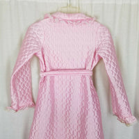 Vintage 1970s Bees & Jam Bubblegum Pink Lace Quilted Tie Sash Bath Robe Girls 8