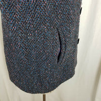 Vintage BBI Wool Black Double Breasted Peacoat Coat Womens 10 Speckled Tweed 80s