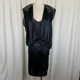 Steppin Out Ruched Blouson Formal Prom Cocktail Little Black Dress Womens 9