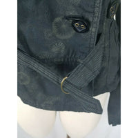 Mod'Land Paris Double Breasted Belted Fitted Cropped Jacket Womens M Circles