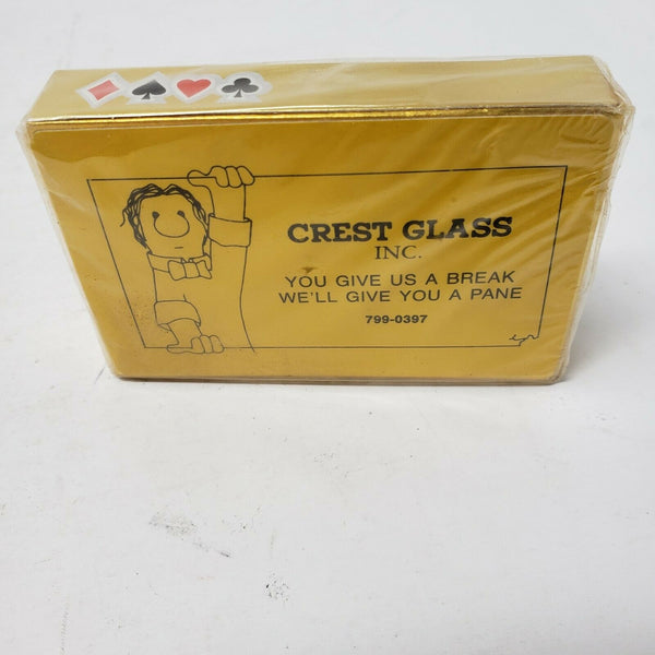 Crest Glass Vintage Playing Cards Deck Advertisement Give Us a Break A Pane