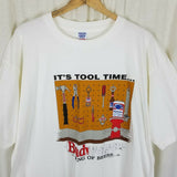 Vintage Budweiser King of Beers Its Tool Time TShirt Mens XL 90s Bench Peg Board