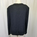 Laurence Kazar Heavily Beaded Black Silk Blazer Jacket Womens PL USA Formal