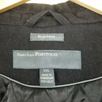 Perry Ellis Portfolio Wool Blend Quilted Peacoat Jacket Car Coat Mens XXL Black
