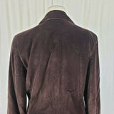 Vintage INC Petite Chocolate Brown Velvet Jacket Blazer Womens 12P Button Up USA