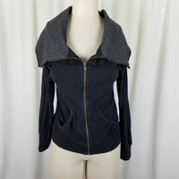 Guess Funnel Cowl Neck Shawl Collar Zip Up Sweatshirt Sweater Jacket Womens M