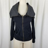 Guess Funnel Cowl Neck Shawl Collar Zip Up Sweatshirt Sweater Jacket Womens M