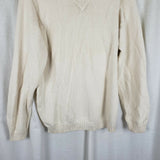 Vintage LL Bean 100% Cotton VNeck Pullover Sweater Mens MT Tall Cream Off White