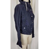 Hollister Hooded Full Zip Up Cotton Canvas Lightweight Jacket Womens M Navy Blue