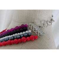 Multistrand 5 Strand Faux Pearls Colorful Statement BEADED NECKLACE Contemporary