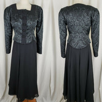 Alan Ray & Co Original Black Long Maxi Dress Jacket Suit Womens M FORMAL GOWN