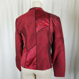 Canvasbacks Metallic Silk Sheen Zip Up Blazer Jacket Womens 8 Textured Patchwork