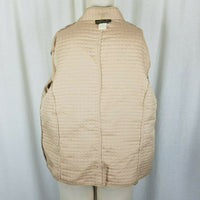 Robert Louis Nylon Quilted Snap Up Jacket Blazer Womens L Tan Mandarin Collar