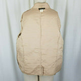 Robert Louis Nylon Quilted Snap Up Jacket Blazer Womens L Tan Mandarin Collar