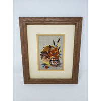 Southwestern Wood Framed Needlepoint 3D Raised Picture Native Artwork 13x11 Mat