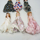 Vintage Mid Century Dolls 7 in Jester Victorian Ball Gowns Lot of 6 Sleepy Eyes