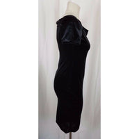 Snap Brand Velvet Fitted Slouch Cowl Scoop Neck Little Black Dress Womens M USA