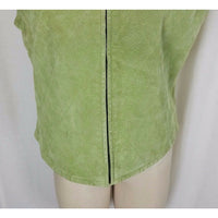 Catherine Stewart Quilted Lime Green Washable Suede Leather Zip Up Vest Womens L