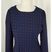 NWT Xian Dong Polka Dotted Woven Brocade Dress Womens S Korea Fit & Flare Navy