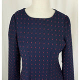 NWT Xian Dong Polka Dotted Woven Brocade Dress Womens S Korea Fit & Flare Navy