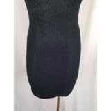 Vintage Nu Oz Bodycon Stretch Boiled Wool Look Little Black Dress Womens S USA