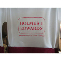 Holmes & Edwards Stainless Steel Floral Flatware Set in Chest Japan Tongs