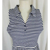 Dockers Jersey Knit Cotton Striped Summer Mini Dress Womens M Navy Blue Sailor