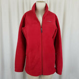 Columbia Red Fleece Jacket Full Zip Youth Girls Kids size XL 18 20 Funnel Neck