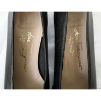 Salvatore Ferragamo Boutique Snake Skin Look Bow Low Heel Black Italy Womens 6