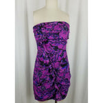 BCBGeneration Bare Shoulder Drape Ruched Ruffled Mini Sun Dress Womens 4 Purple