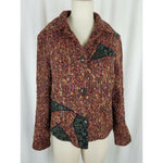 Vintage 80s CanvasBacks Wool Silk Patchwork Art to Wear Woven Jacket Womens 14