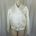 Adidas x Dehen McDonalds Silky Satin Bomber Baseball Jacket Womens L Ivory USA