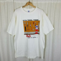 Vintage Budweiser King of Beers Its Tool Time TShirt Mens XL 90s Bench Peg Board