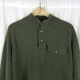 JCrew 100% Lambswool Wool 1/4 Button Henley Pullover Sweater Mens XL Olive Army
