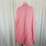 LL Bean Long Boucle Waffle Open Front Wrap Cotton Cardigan Sweater Womens M Pink