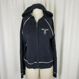 Calvin Klein Jeans Logo Knit Full Zip Up Hooded Sweater Jacket Womens XL Navy