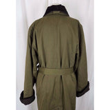Liz Claiborne Lizsport Worsted Wool Faux Fur Long Maxi Trench Coat Womens PM