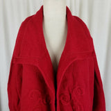 Carraig Donn Ireland Open Front Boiled Wool Swing Wrap Sweater Jacket Womens L