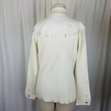 Grand Ole Opry Zip Front Ribbed Cardigan Sweater Faux Leather Fringe Womens 1X