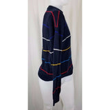 Vintage Jantzen Sport Knit SWEATER Striped Ribbed Crewneck Pullover Mens M Blue
