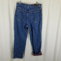 LL Bean Double L Relaxed Fit Flannel Lined Denim Blue Jeans Womens 16P Insulated